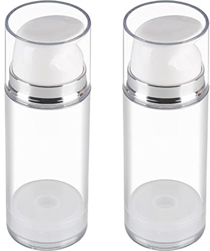 Kichvoe 2pcs Airless Pump Bottle Transparent Travel Lotion Containers Multipurpose Cosmetic Dispenser for Cream and Lotions and Travel Bottles