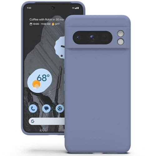 YATWIN für Google Pixel 8 Pro Hülle, Premium Silikon Handyhülle mit Kameraschutz, Seidig-Weicher Berühren Ultra Dünne Stoßfeste Kratzfeste Schutzhülle, Lavendelgrau