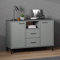 prissent Sideboard für Wohnzimmer, 113 x 40 x 77 cm, Buffet, Wohnzimmer, Grau, Küchenschrank, platzsparend, niedriger Mehrzweckschrank, Badezimmerschrank