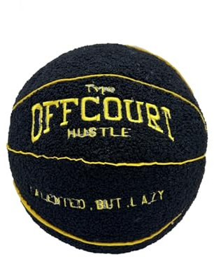 Herfair 3D Offcourt Basketball Kissen 25CM Basketball Pillow Weiches Basketball Plüschball Deko Zimmer Basketball Geschenke Für Jungen Mädchen (Schwarz)