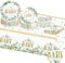 TOPWAYS Sage Green Baby Party Decorations - Boy & Girl Baby Shower Paper Plates, Cups, Napkins, Tablecloth & Tableware Set for 16 Guests