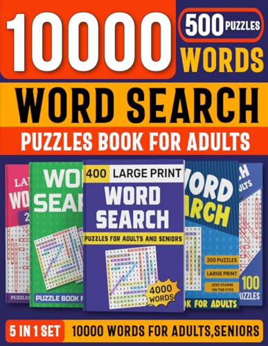 5 in 1 Set Word Search Puzzle Book for Adults: Word Search Puzzles Various Themed Activity Book For Adults, Seniors & Teens to Have Fun and Relieve Stress — Big Word Search Book With 500 Puzzles