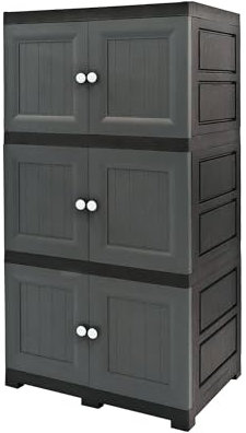 ABBAware Multi-Purpose Storage Unit, Cupboard, Cabinet with 3 Extra Large Compartments, Modern Grey
