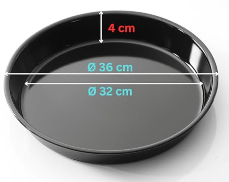 Uniq Dealz Pizza Emaille Backblech Rund 24,28,30,32,36,40 cm, Pizzablech emailliert rostfrei, Pizzabackblech für Pizza und Flammkuchen hitzebeständig bis 400 °C, Pizzaform universal (36 cm)