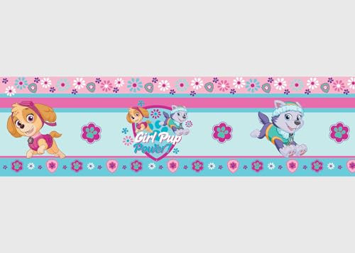 AG Design Selbstklebende Bordüre Paw Patrol, AWBD 8007 | Wasserfest Kinderzimmer Wand Dekoration | Wandbordüre für Mädchen und Junge | Folie, Mehrfarbig | Breite 500 cm x Höhe 13.8 cm