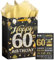 EoBeCy Geschenktüte zum 60. Geburtstag – Schwarz Gold Happy Birthday Geschenktüte mit Karte und Seidenpapier für 60-Jährige, Zoll