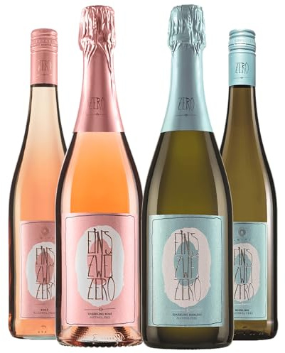 Weingut Leitz alkoholfreier Wein 4x0,75l Sekt Weißwein Rosé | 2x Sekt, 2x Wein (Rosé, Weißwein) inkl. gratis Weinausgießer