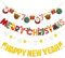 SUNBEAUTY 2025 Neujahr Banner Silvester Girlande Gold Happy New Year Banner Für Silvester Party Dekorationen 2025 Neujahrs Silvester Deko