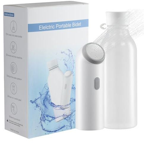 Portable Travel Bidet with 4 Flushing Modes, Mini Handheld Toilet Bidet Kit, Rechargeable & Waterproof Bidet Sprayer with 350ml Wash Bottle for Outdoor Camping Travling Driver & Personal Hygiene