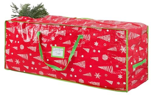 Falflor 7.5Ft Christmas Tree Storage Bag Holiday Decor Xmas Tree Bag Waterproof Christmas Tree Bag Durable Storage Bag with Carry Handles Zipper for Christmas Trees(Red)