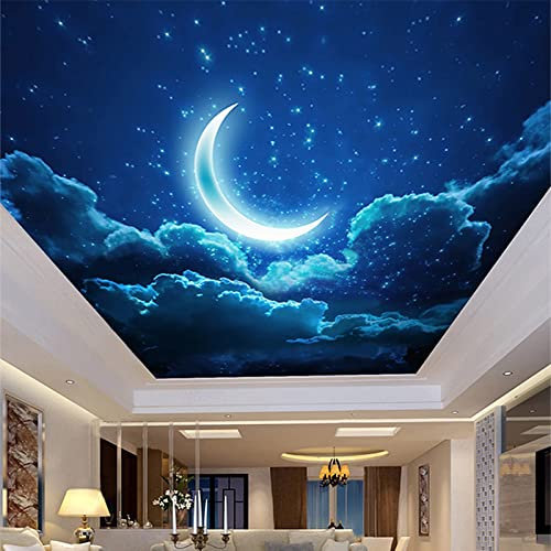 Tapete mit Mond-Himmel, Wolken, großes Wandbild, Nachtlandschaft, Poster für Zuhause, Kunst, Dekoration, Kinderzimmer, Dekoration, 400 x 280 cm