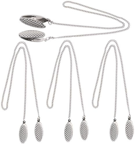 HSLPSM 4 Stück Serviettenkette mit Klammern Edelstahl, Silber Lätzchenkette mit Klammern, Elegante ältere Serviettenklammern, Für Männer Frauen ältere Menschen Oder Haustiere (50CM)