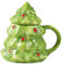 Mug de Noël en céramique avec couvercle Motif sapin de Noël Vert 400 ml