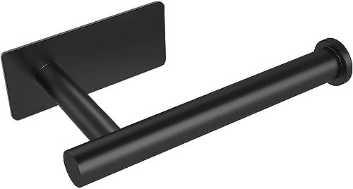 Gewtur Porte Papier Toilette, Support Papier Toilette Mural Acier Inoxydable Porte Rouleau Papier Toilette sans Perçage pour Salle de Bain et Cuisine, Noir