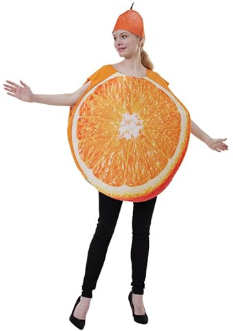 Felcia Erwachsenenkostüm für Halloween, Weihnachten, lustiges Gemüse, Obst, Cosplay, Karneval, Maskerade, Verkleidung mit Hut (Orange B, Einheitsgröße)