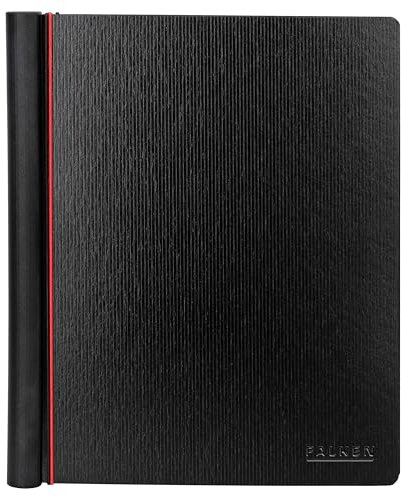 Original Falken Chormappe Gloria DIN A4 aus schwarzer Pappe mit eleganter Prägung ergonomischem Griff Ringmechanik 4 Haltegummis und 2 Sichttaschen innen extrem leicht Notenmappe Gesangsmappe