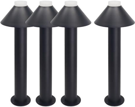 LUXULA 4er Set Wegeleuchte mit Schirm, Bodenplatte und Erdspieß, GU10 Fassung, Aluminium, 60cm Höhe - LED Außenleuchte IP44 Pollerleuchte Garten Terrasse