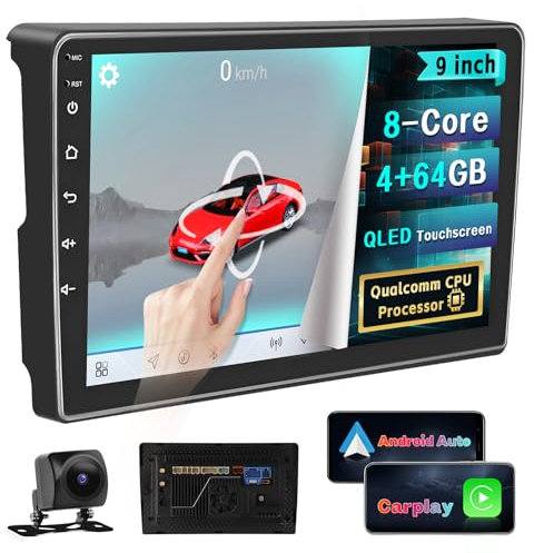[8Core 4G+64G]Inefala Autoradio pour Citroen Berlingo B9/Peugeot Partner 2008-2017 avec Puce Qualcomm, Carplay sans Fil Android Auto, 9 écran Radio Bluetooth avec GPS WiFi DSP RDS Caméra de Recul Mic