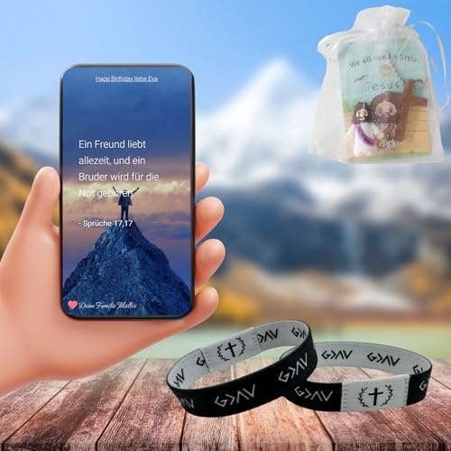 NFC Armband Schwarz inkl. Mini Jesus | Psalmen und Sprüche (Mini Jesus Pink)