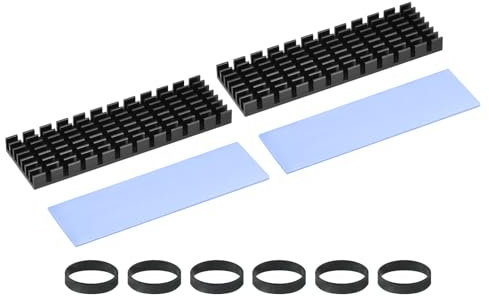PATIKIL M.2 2280 Nvme SSD Heatsink 70x22x6mm, 2 Set Radiator Cooler Aluminum Heat Sink Cooling Fin with Thermal Pad/Tape/Rubber Ring for Laptop Electronics CPU Led, Black