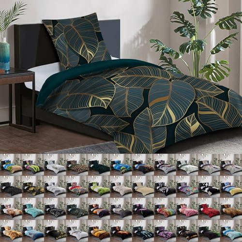 Sanilo® Bettwäsche 135x200 cm, 100% feinste Baumwolle, 2-teilig, Bettbezug, Kissenbezug 80x80cm, Oeko-TEX Zertifiziert (Monstera, 2-teilig 135x200 cm)