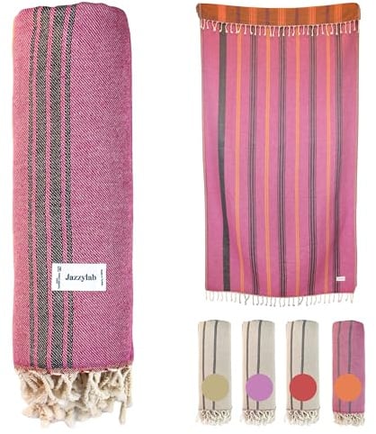 AURORA Hamamtuch Pestemal | 100% Baumwolle | Handgewebt im Jacquard-Stil | Bade-, Sauna-, Strand- & Liegetuch im orientalischen Look | Naturfarben & handgeknotete Fransen | 100x200 cm, AURORA-Orange