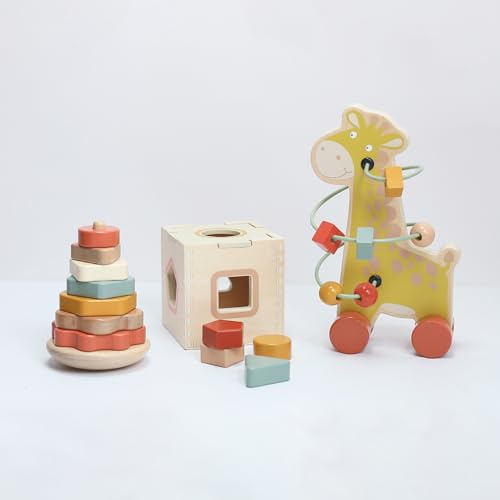 trois kilo sept 3er-Set Lernspiele aus Holz für Babys