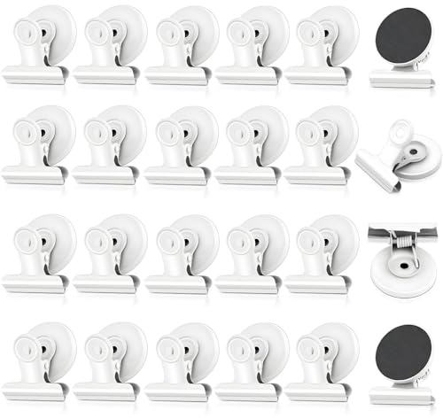 24 Stück Magnetische Clips Stark, Starke Magnetklammern für Kühlschrank Kratzfreie Magnete mit Klammer Kleine Magnete für Magnettafel Magnetische Klammern für Fotos, Büro, Schule, Weiß