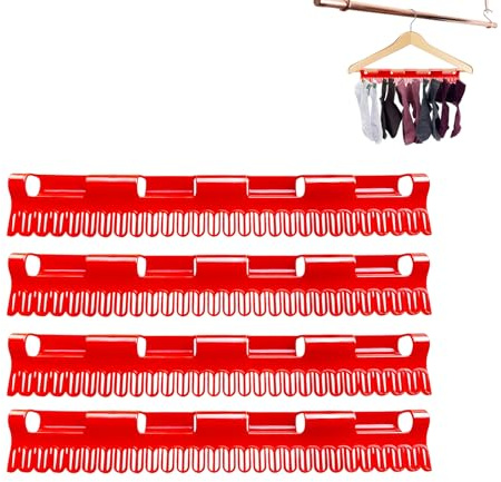 Jeukwud 4 Stück Socken Aufhänger Für Wäscheständer, Sockentrockner Wäscheständer, Winddicht Trockengestell,Kunststoff Aufhänger für Socken, Unterwäsche, Kleine Kleidung (Rot)