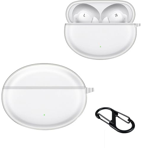 KZIOACSH Clear Case for OnePlus Buds 4 with Carabiner, Ultra Slim Anti-Scratch Washable Sumdge-Proof Shockproof Protective Soft TPU Earbuds Skin Cover for OnePlus Buds 4,Black