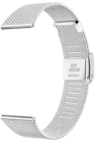 Aurrain 18mm 19mm 20mm 22mm Edelstahluhr Armband für Garmin/ID205L/Galaxy/Amazfit/Huawei/Coros,Metall Armband Unisex