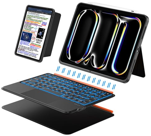 iPad Pro 11 inch Case with Keyboard (M5 M4 2025 2024),Magnetic Detachable Magic Keyboard, Multi-Touch Trackpad,7-Color Backlit, Landscape/Portrait,160° Adjustable Stand for iPad Pro 11 5th Gen (Black)