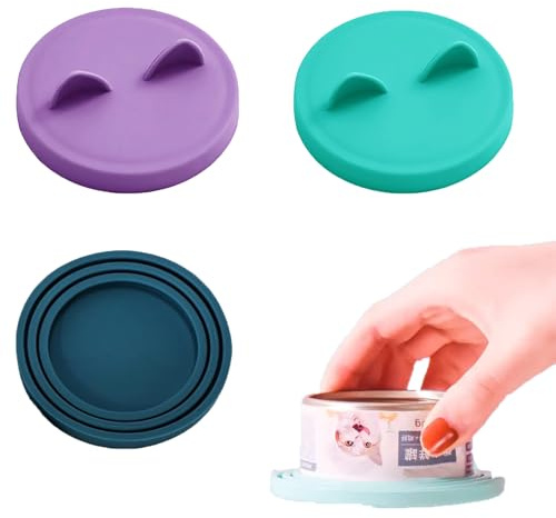 3 Stück Dosendeckel Hundefutter, 65-75-85MM Silikon Deckel für Dosen für Tierfutter 400g, Dosendeckel Katzenfutter Futteraufbewahrung, Deckel für Joghurt, Tierfutter - Lila, Dunkelgrün, Dunkelblau