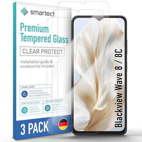 smartect Vetro Temperato 3 Pezzi per Blackview Wave 8 / 8C