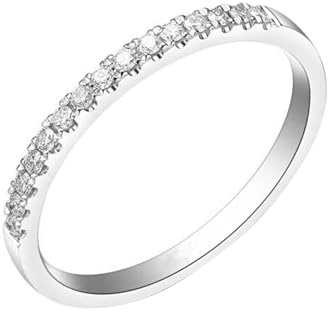 Tolldek Trauringe Weißgold 585 14 Karat, Weiß 0.11ct Labor Erstellt Diamant Klassiker Freundschaftsringe Rundschliff, 14K Gold Verlobungsring Echt, Gr.58 (18.5)