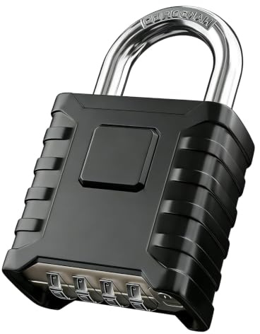 VOBOR Cadenas à Code 4 Chiffres, Extérieur Étanche, Robuste et Antivol, Anse 8 mm, pour Portails, Clôtures, Casiers, Abris, Cabanons, Portes et Armoires – Noir