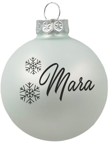 Personalisierte Weihnachtskugel aus Glas | Weihnachtskugel mit Namen und Motiv Bedruckt | Weihnachtsbaumschmuck personalisiert (weiß-matt, 8cm)