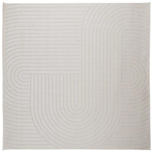 vidaXL Innen- und Außenteppich PALMERAS Creme 120 x 120 cm Polyester
