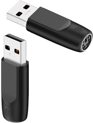 QIANRENON USB to PS2 Mouse Keyboard Adapter USB A Male to PS/2 Female Connector Type A Plug to PS2 Socket Converter, Not Support Hot Swapping, for PC Barcode Scanner, 2Pcs