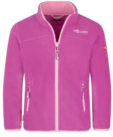 Trollkids Girls Oppdal Jacket XT | Warme und weiche Fleecejacke, Leicht und atmungsaktv, Zwei Taschen, Zip-in-System-kompatibel, Reißverschluss mit Kinnschutz