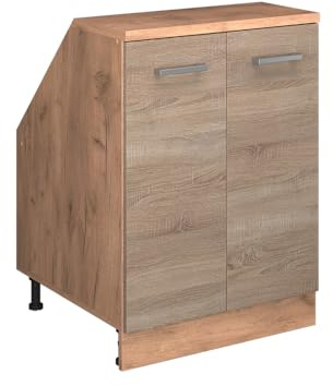 Vicco Küchenschrank für Dachschrägen R-Line, Sonoma, 60 cm mit 2 Türen, Schrankkorpus 60 cm Tiefe, zur freien Kombination innerhalb modularer Küchensysteme