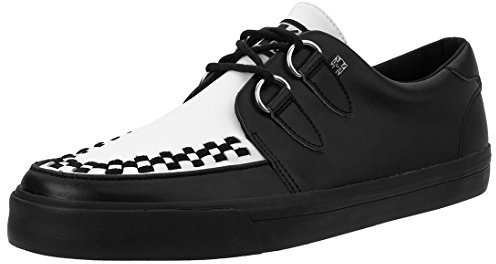 T.U.K. Leather Creeper Sneaker - Scarpe da Ginnastica da Uomo e da Donna - Colore Bianco e Nero - Stile Punk, Goth e Rocker in Pelle e Scarpe Stringate - Taglia EU40