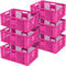 BRB 6x Eurobehälter durchbrochen/Stapelkorb, LxBxH 600x400x240 mm, lebensmittelecht, Industriequalität (pink)