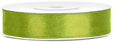 25 m x 12 mm Rolle Satinband Geschenkband Schleifenband Dekoband Satin Band (Apfelgrün)