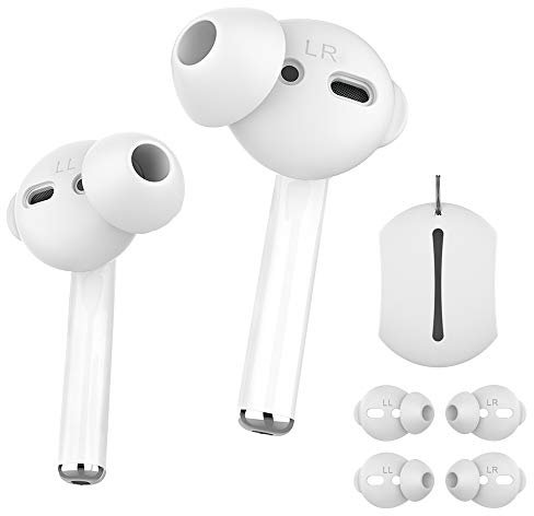 AhaStyle 3 pares de fundas de silicona antideslizantes para AirPods 3 2021 (no cabe en la funda de carga), compatible con Apple AirPods 3 2021 (blanco, grande)