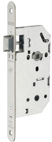 Serrure MONOMAX NF Axe 50 Version Bec de Cane Réversible - Coffre Galvanisé, Têtière Inox, Sans Gâche - Modèle Encastrable pour Porte d'Entrée - Made in France - Finition Noire - THIRARD