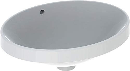 Geberit VariForm Einbauwaschtisch oval, 500x400mm, ohne Hahnloch, mit Überlauf, 500.709.00.2, Farbe: Weiß