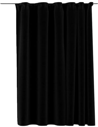vidaXL Vorhang Verdunkelung mit Haken Verdunkelungsvorhang Kräuselband Thermo Gardine Blickdicht Thermovorhang Leinenoptik Schwarz 290x245cm
