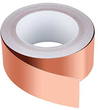 Mitening Ruban de Cuivre 30m x 50mm, Premium Feuille de Cuivre Bande Ruban Adhésif EMC Blindage Ruban Adhésif pour Blindage EMI, Artisanat, Anti-limaces, Réparations Electriques, Circuits Papier