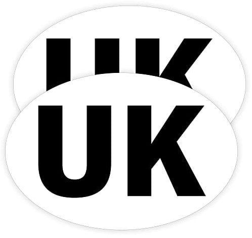 Pack of 2 UK Number Plate Sticker Oval Self Adhesive (180 x 133 mm) Waterproof UK Car Stickers for Europe Packwith®